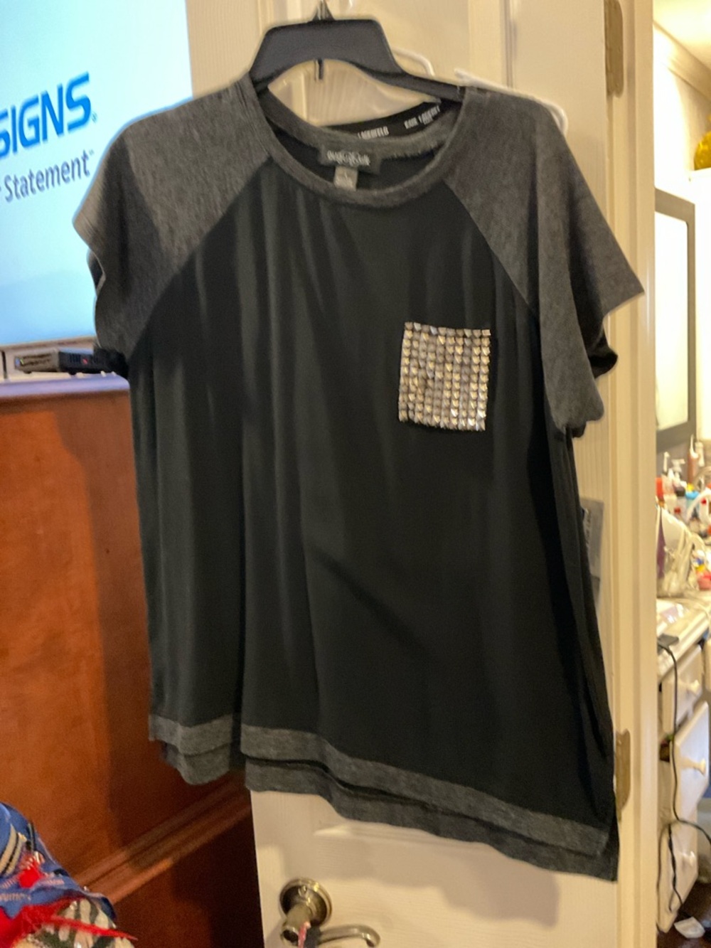 august silk Black Velvet-Trim Tee